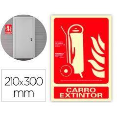 Pictograma archivo 2000 carro extintor pvc rojo luminiscente 210x300 mm - Imagen 1