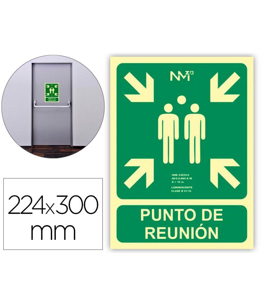 Pictograma archivo 2000 punto de reunion pvc verde luminiscente 224x300 mm - Imagen 1