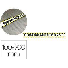 Pictograma archivo 2000 espere su turno mantega la distancia de seguridad vinilo adhesivo amarillo 100x700 mm - Imagen 1