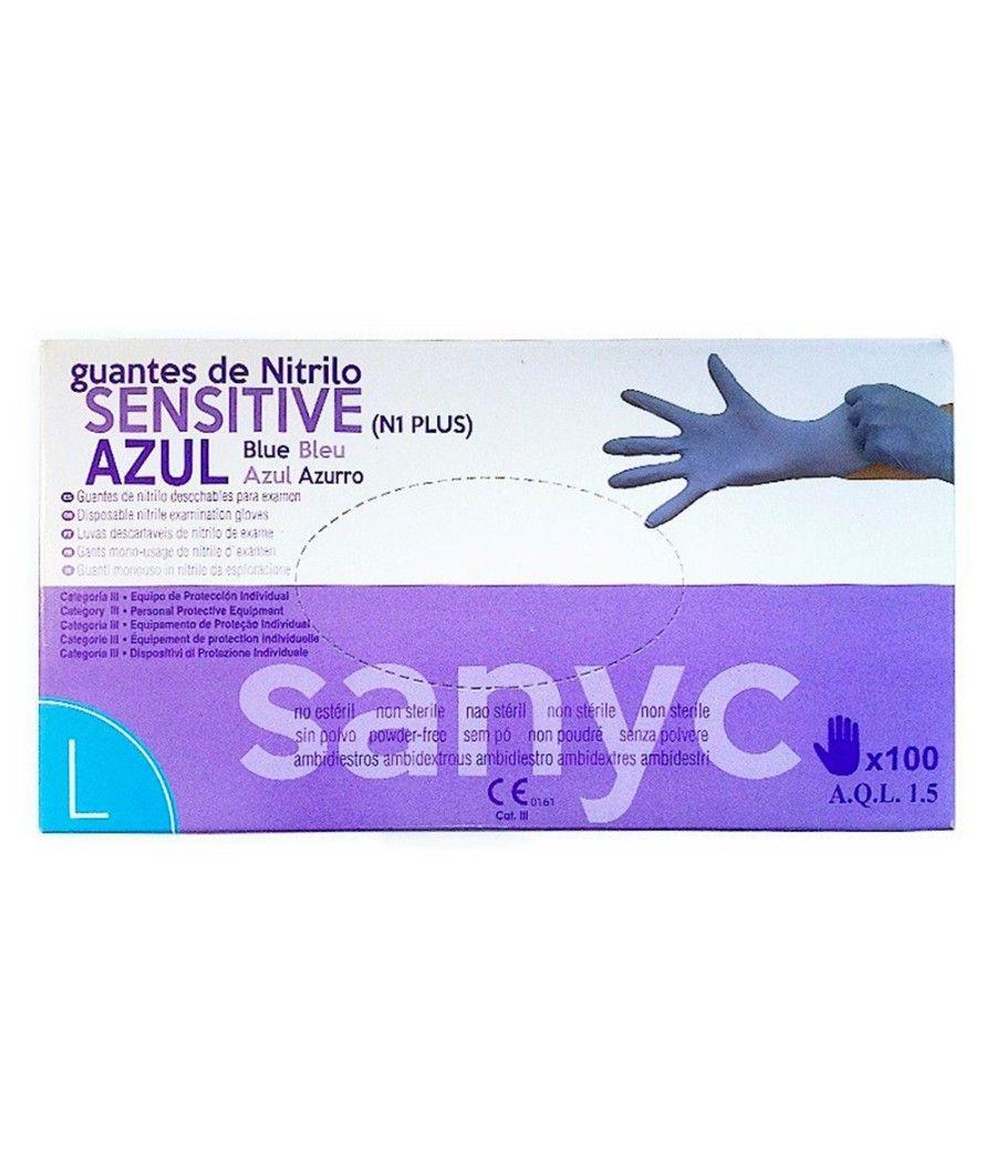 Guante de nitrilo desechable sensitive sin polvo talla l grande color azul caja de 100 unidades - Imagen 2