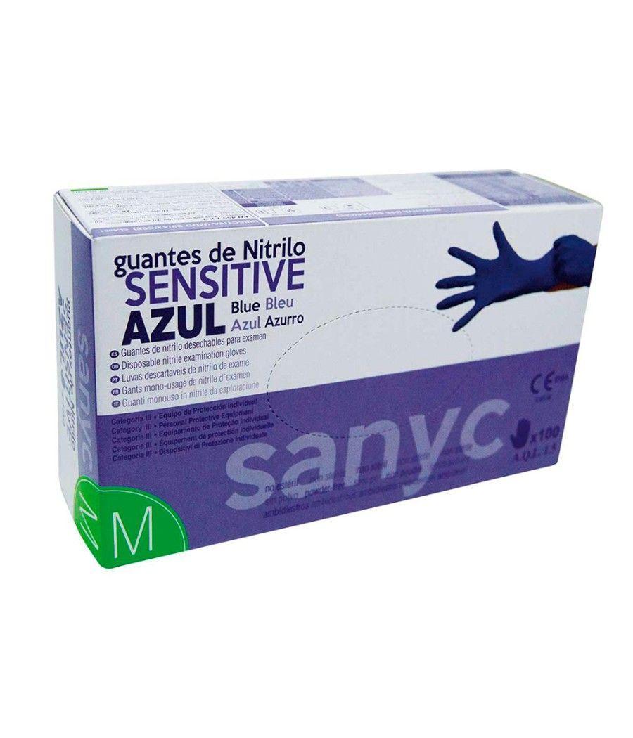 Guante de nitrilo desechable sensitive sin polvo talla m mediana color azul caja de 100 unidades - Imagen 2