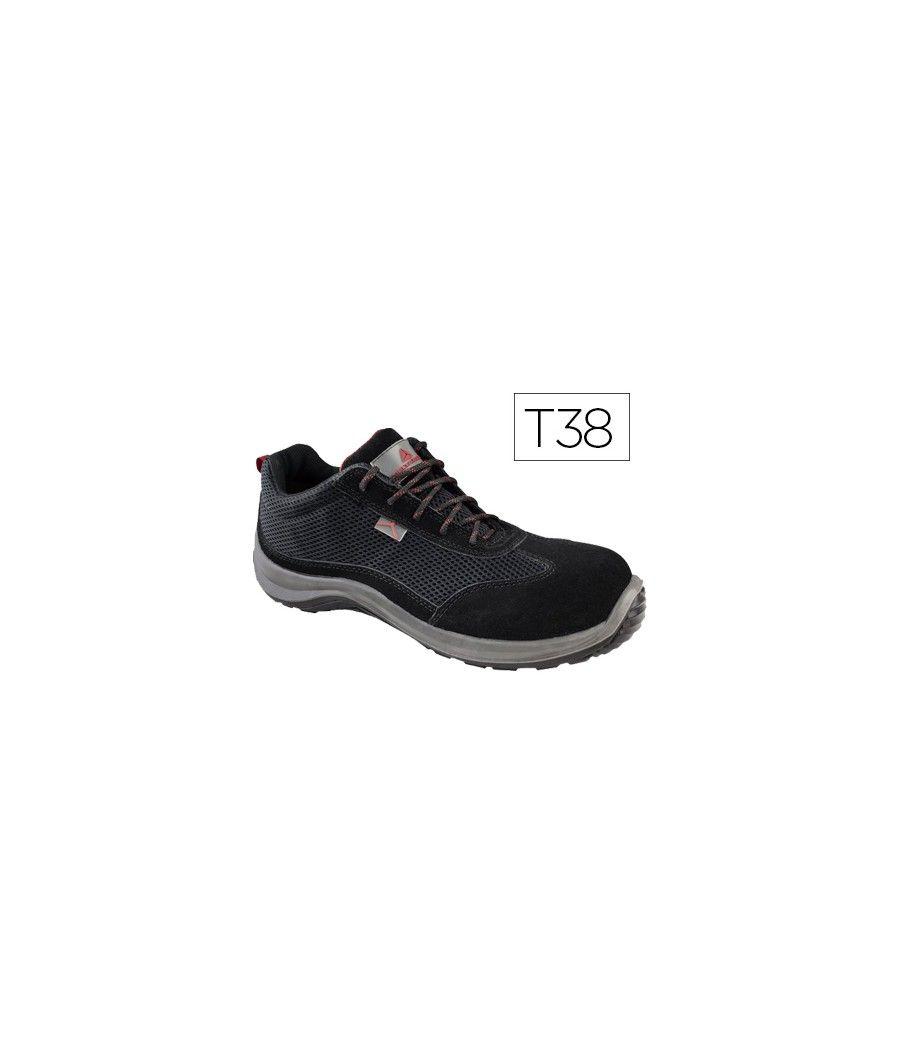 Zapatos de seguridad deltaplus asti piel de serraje afelpado suela de composite negro talla 38 - Imagen 1