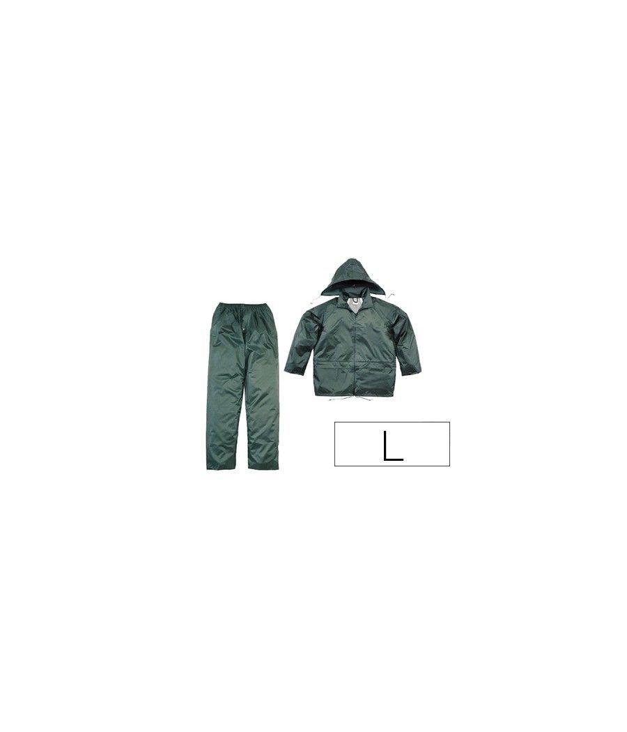 Conjunto de lluvia deltaplus 400 poliéster/pvc verde talla l - Imagen 1