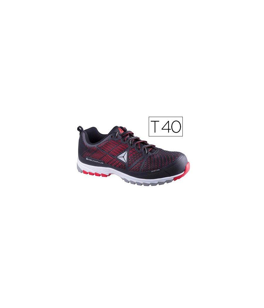 Zapatos de seguridad deltaplus de poliuretano y malla aireada s1p negro y rojo talla 40 - Imagen 1