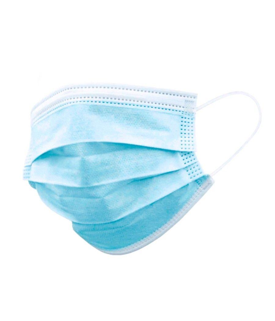 Mascarilla facial higienica desechable 3 capas con ajuste nasal filtracion 95% color azul pack 50 unidades - Imagen 1