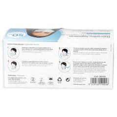 Mascarilla facial higienica desechable 3 capas con ajuste nasal filtracion 95% color azul pack 50 unidades - Imagen 4