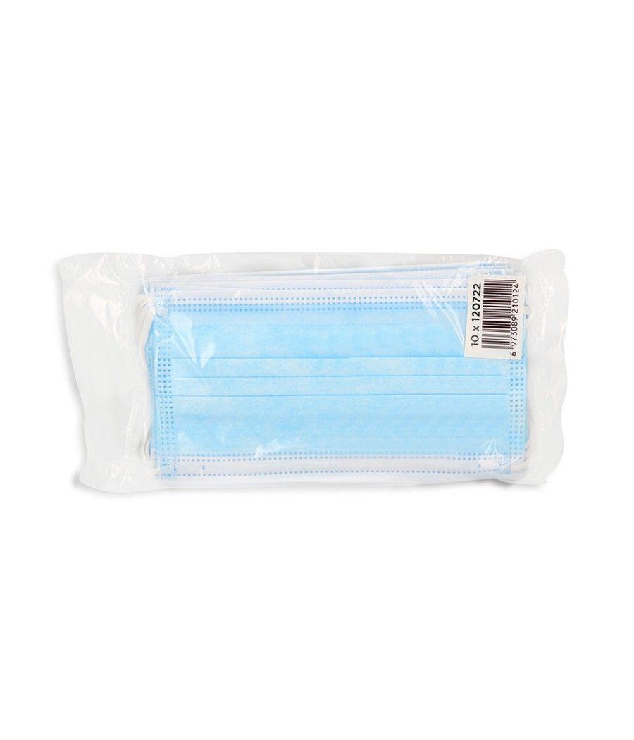 Mascarilla facial higienica desechable 3 capas con ajuste nasal filtracion 95% color azul pack 50 unidades - Imagen 5
