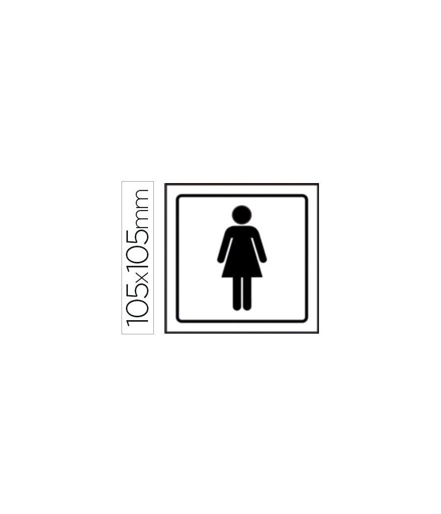 Pictograma syssa señal de aseos señoras en pvc 105x105 mm - Imagen 1