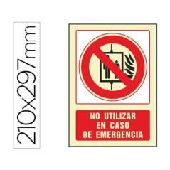 Pictograma syssa señal de no utilizar en caso de incendio en pvc fotoluminiscente 210x297 mm - Imagen 1