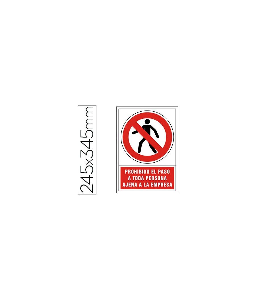 Pictograma syssa señal de prohibición prohibido el paso a toda persona ajena a la empresa en pvc 245x345 mm - Imagen 1