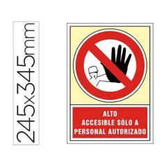 Pictograma syssa señal de prohibición alto accesible solo a personal autorizado en pvc 245x345 mm - Imagen 1