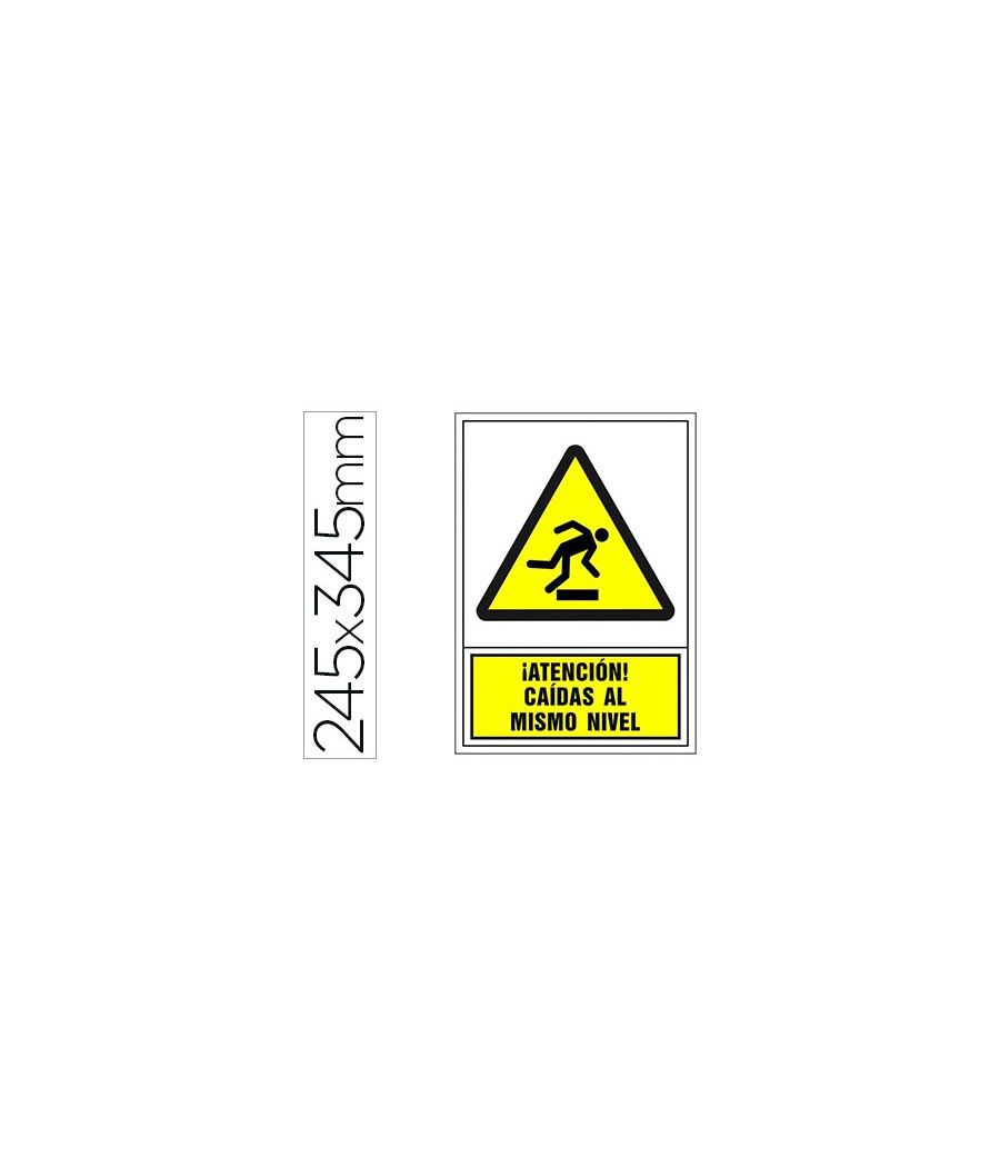Pictograma syssa señal de advertencia atencion! caidas al mismo nivel en pvc 245x345 mm - Imagen 1