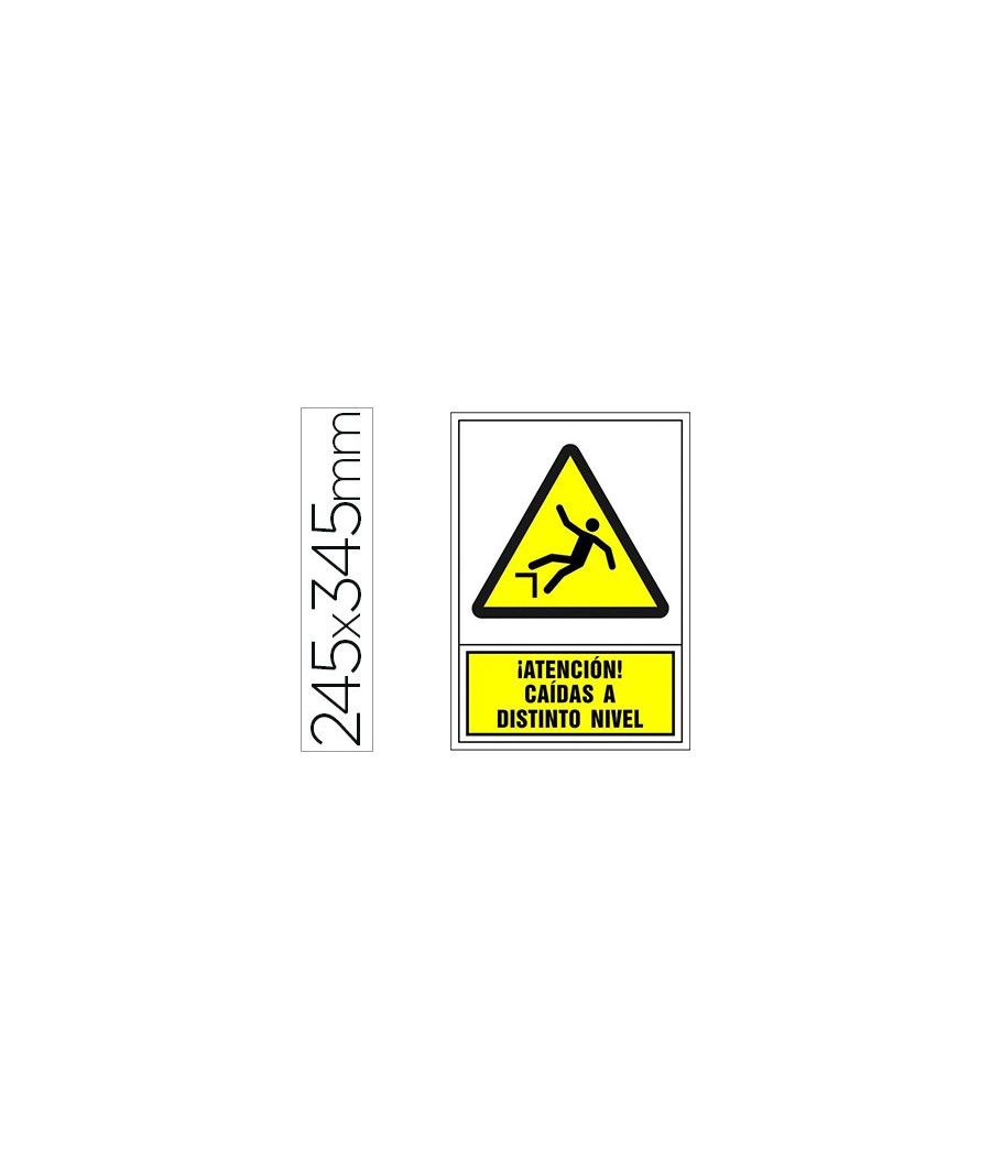 Pictograma syssa señal de advertencia atencion! caidas a distinto nivel en pvc 245x345 mm - Imagen 1