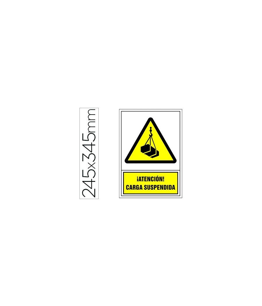 Pictograma syssa señal de advertencia atencion! carga suspendida en pvc 245x345 mm - Imagen 1