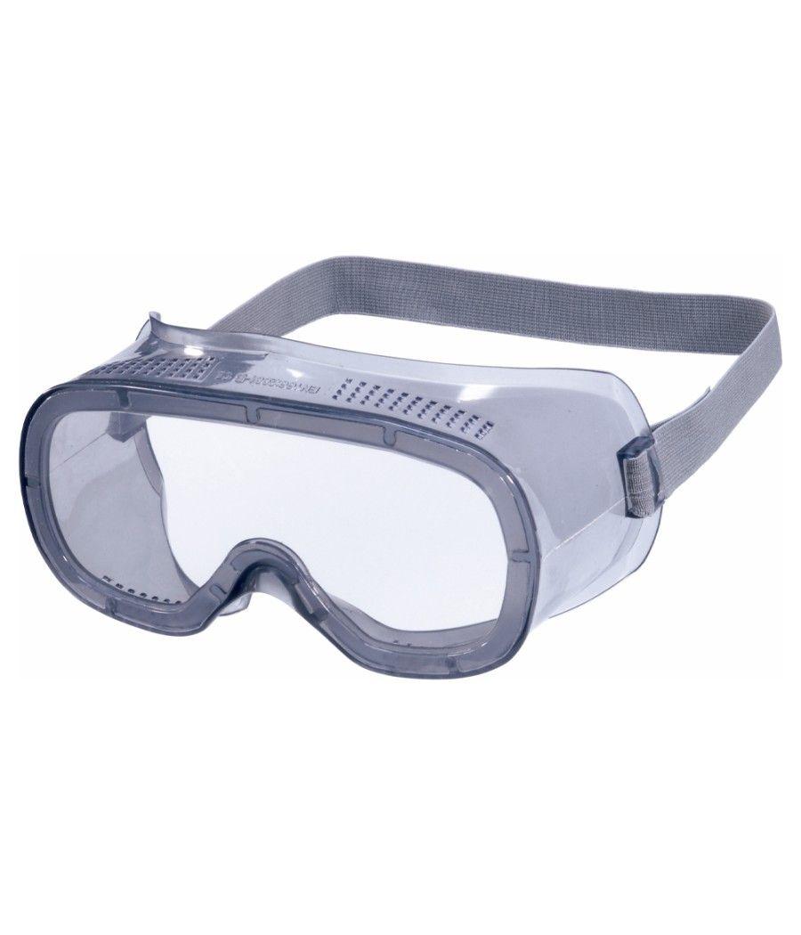 Gafas de protección deltaplus panoramicas montura flexible de pvc ventilacion directa talla ajustable color gris - Imagen 2