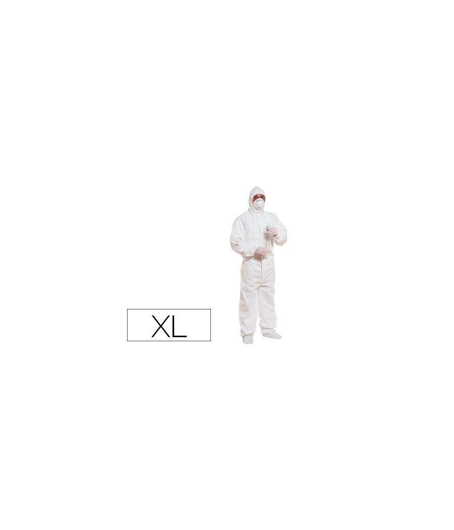Traje de seguridad deltaplus polipropileno con capucha de un solo uso color blanco talla xl - Imagen 1