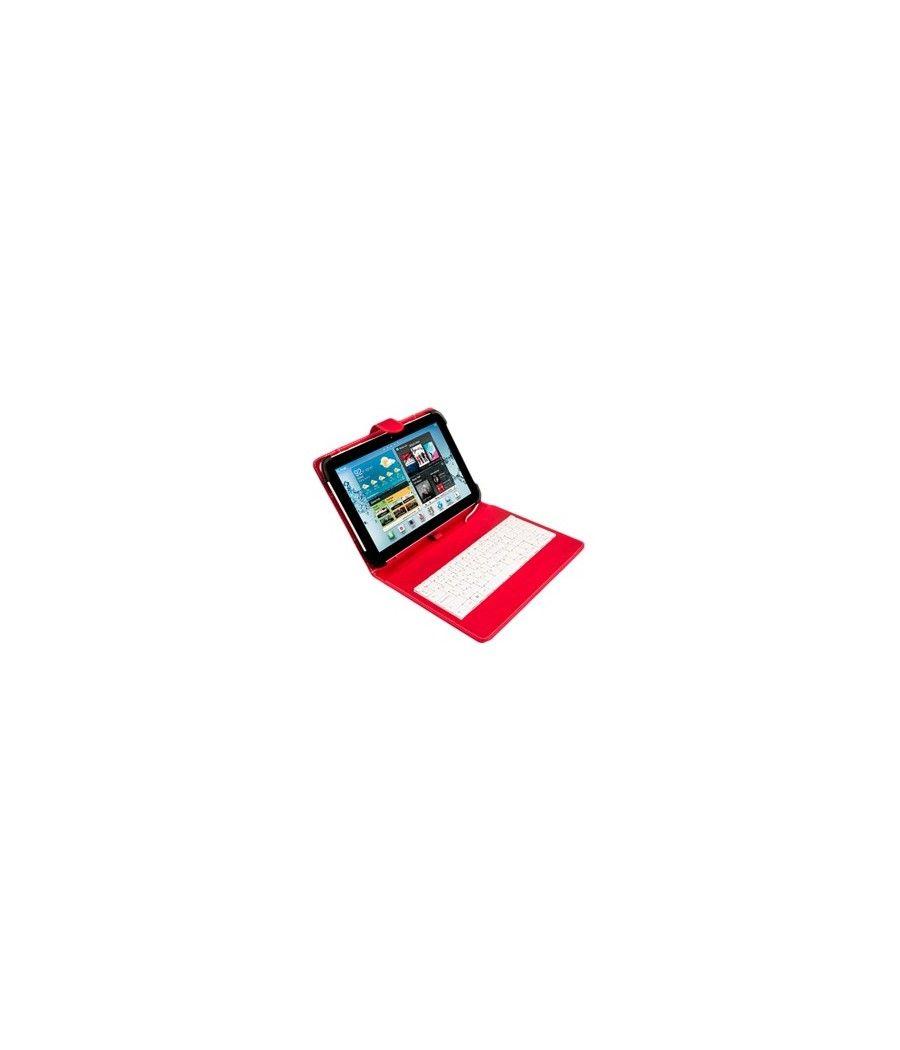 Funda universal silver ht para tablet 9 - 10.1pulgadas + teclado con cable micro usb rojo - blanco - Imagen 1