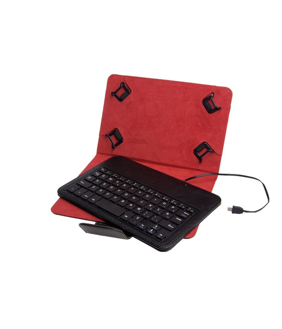 Funda universal + teclado con cable phoenix para tablet - ebook 7 - 8'' negra micro usb - Imagen 1