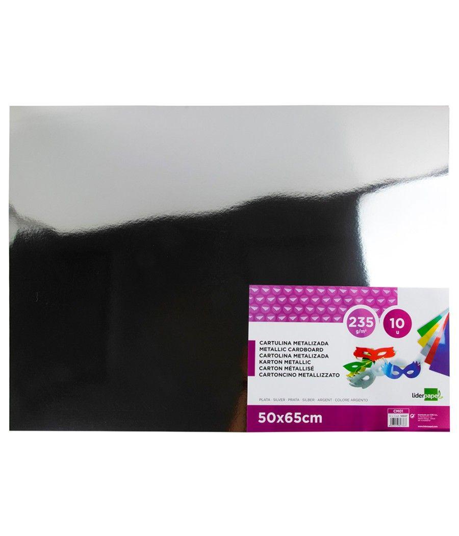 Cartulina liderpapel 50x65 cm 235g/m2 metalizada plata pack 10 unidades - Imagen 2