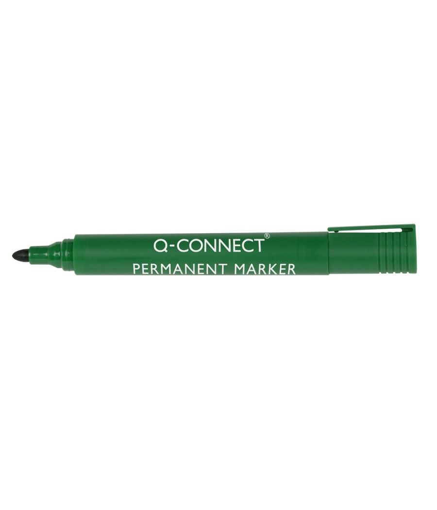 Rotulador q-connect marcador permanente verde punta redonda 3.0 mm pack 10 unidades - Imagen 2