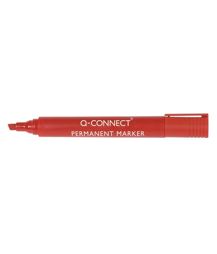 Rotulador q-connect marcador permanente rojo punta biselada 5.0 mm pack 10 unidades - Imagen 2