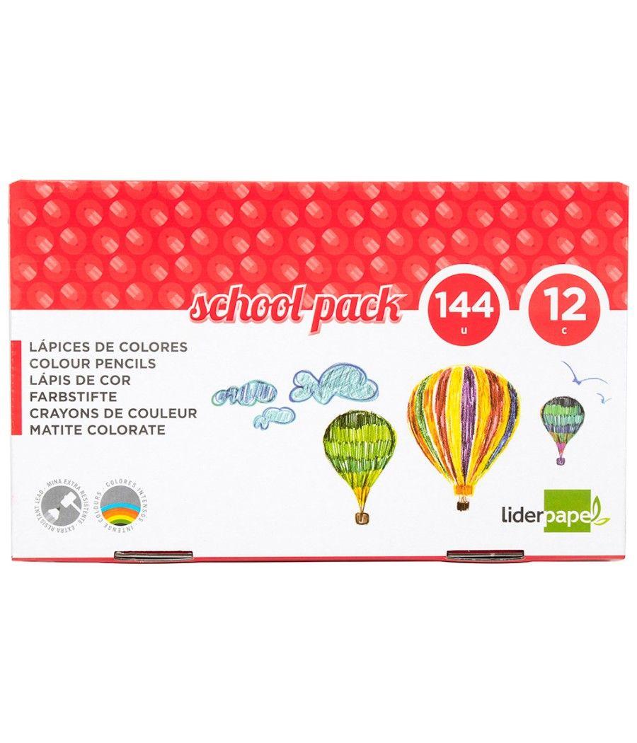 Lápices de colores liderpapel school pack de 144 unidades 12 colores x 12 unidades - Imagen 2