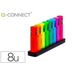 Rotulador q-connect fluorescente neon punta biselada estuche de sobremesa 8 colores surtidos - Imagen 1