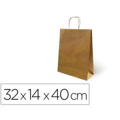 Bolsa kraft basika natural reciclado 90 gr asa retorcida tamaño \"l\" 320x140x400 mm pack 250 unidades - Imagen 1