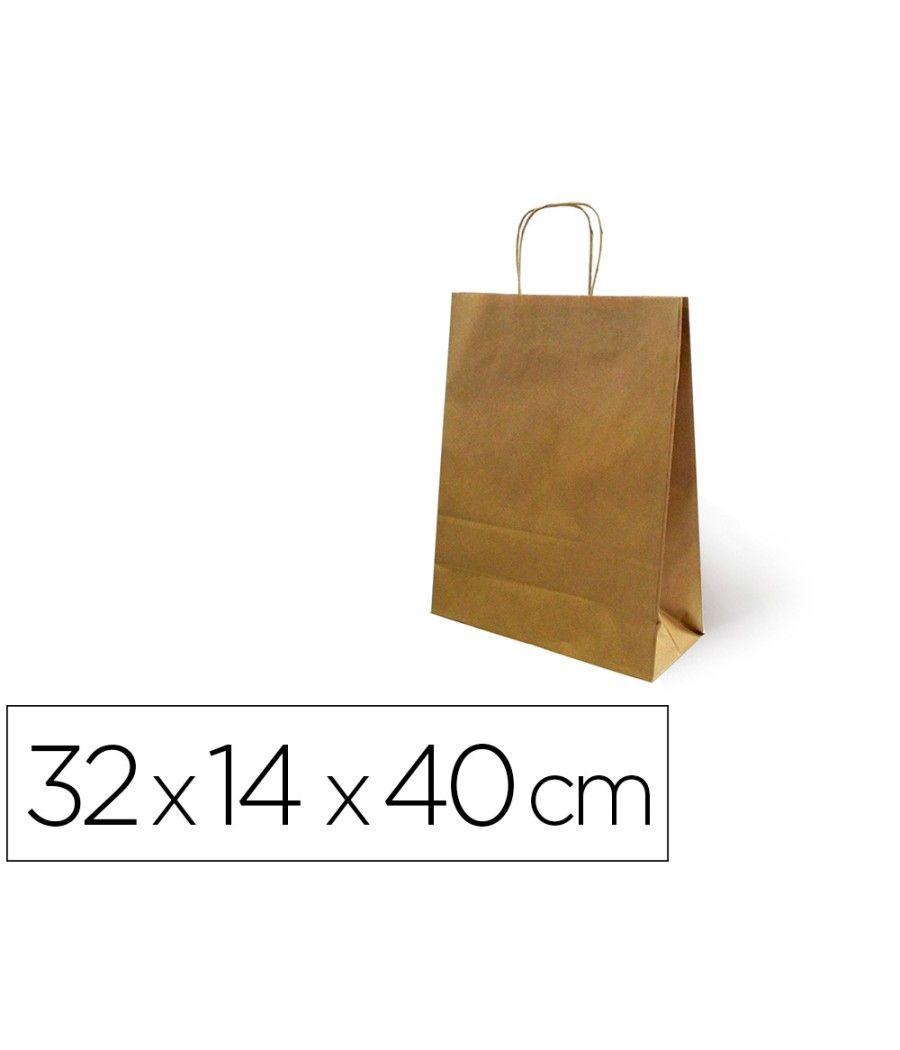 Bolsa kraft basika natural reciclado 90 gr asa retorcida tamaño \"l\" 320x140x400 mm pack 250 unidades - Imagen 1