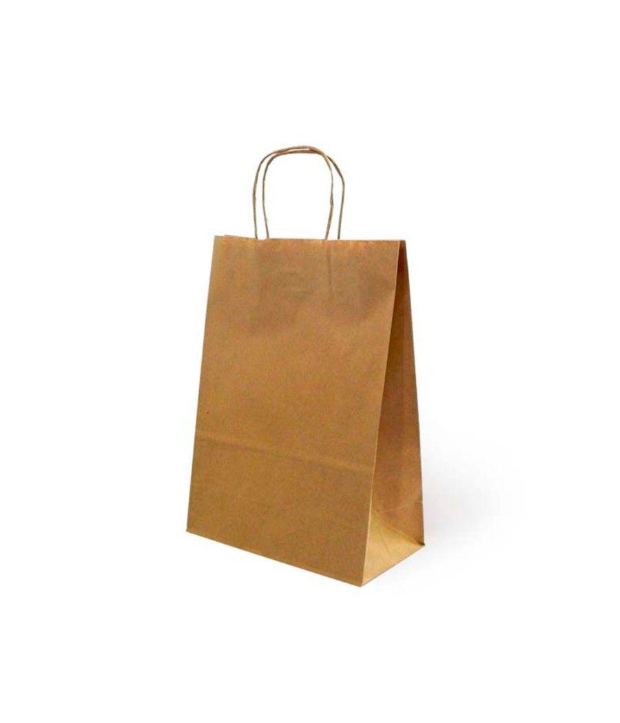 Bolsa kraft basika natural reciclado 90 gr asa retorcida tamaño \"l\" 320x140x400 mm pack 250 unidades - Imagen 2