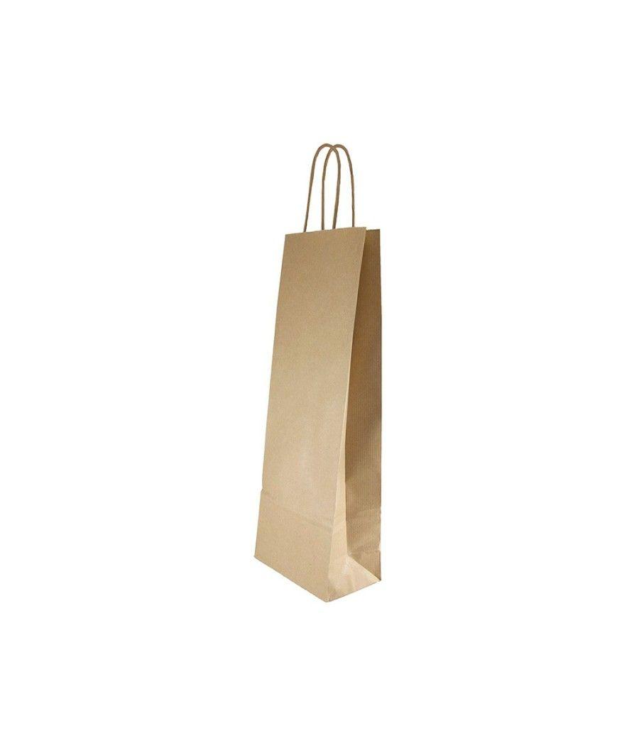 Bolsa kraft basika natural reciclado 90 gr asa retorcida tamaño \"l\" 320x140x400 mm pack 250 unidades - Imagen 3