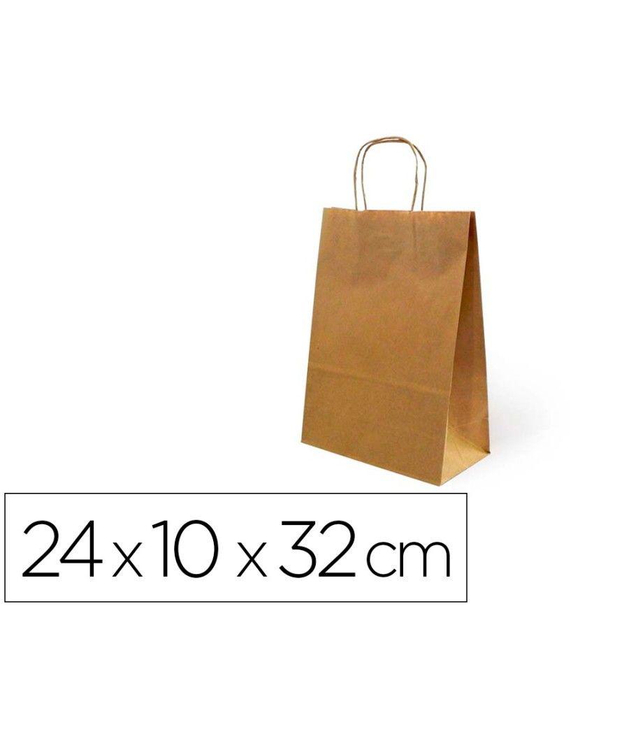 Bolsa kraft basika natural reciclado 90 gr asa retorcida tamaño \"s\" 240x100x320 mm pack 250 unidades - Imagen 1