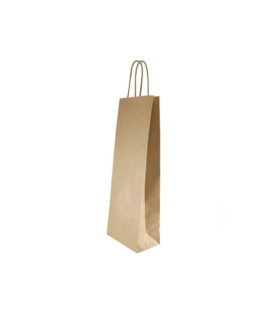 Bolsa kraft basika natural reciclado 90 gr asa retorcida tamaño \"s\" 240x100x320 mm pack 250 unidades - Imagen 3