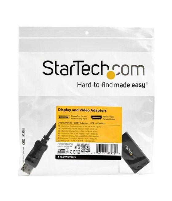 StarTech.com Adaptador DisplayPort a HDMI con HDR - 4K 60Hz - Negro - Imagen 6