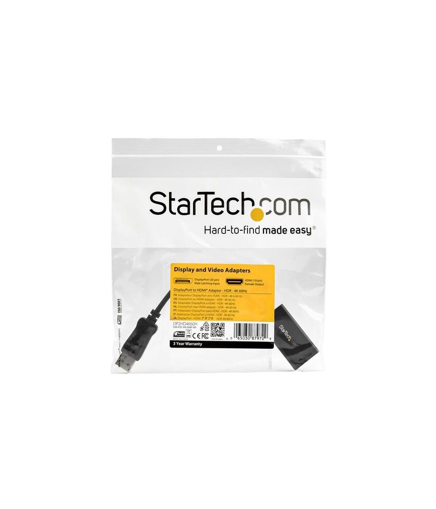 StarTech.com Adaptador DisplayPort a HDMI con HDR - 4K 60Hz - Negro - Imagen 6