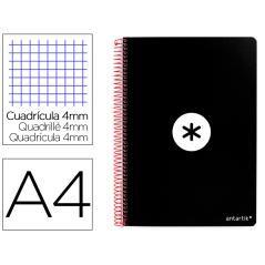 Cuaderno espiral liderpapel a4 antartik tapa dura 80h 100gr cuadro 4mm con margen color negro pack 3 unidades - Imagen 1