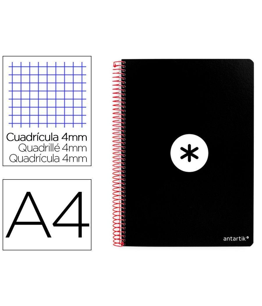 Cuaderno espiral liderpapel a4 antartik tapa dura 80h 100gr cuadro 4mm con margen color negro pack 3 unidades - Imagen 1