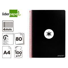 Cuaderno espiral liderpapel a4 antartik tapa dura 80h 100gr cuadro 4mm con margen color negro pack 3 unidades - Imagen 8