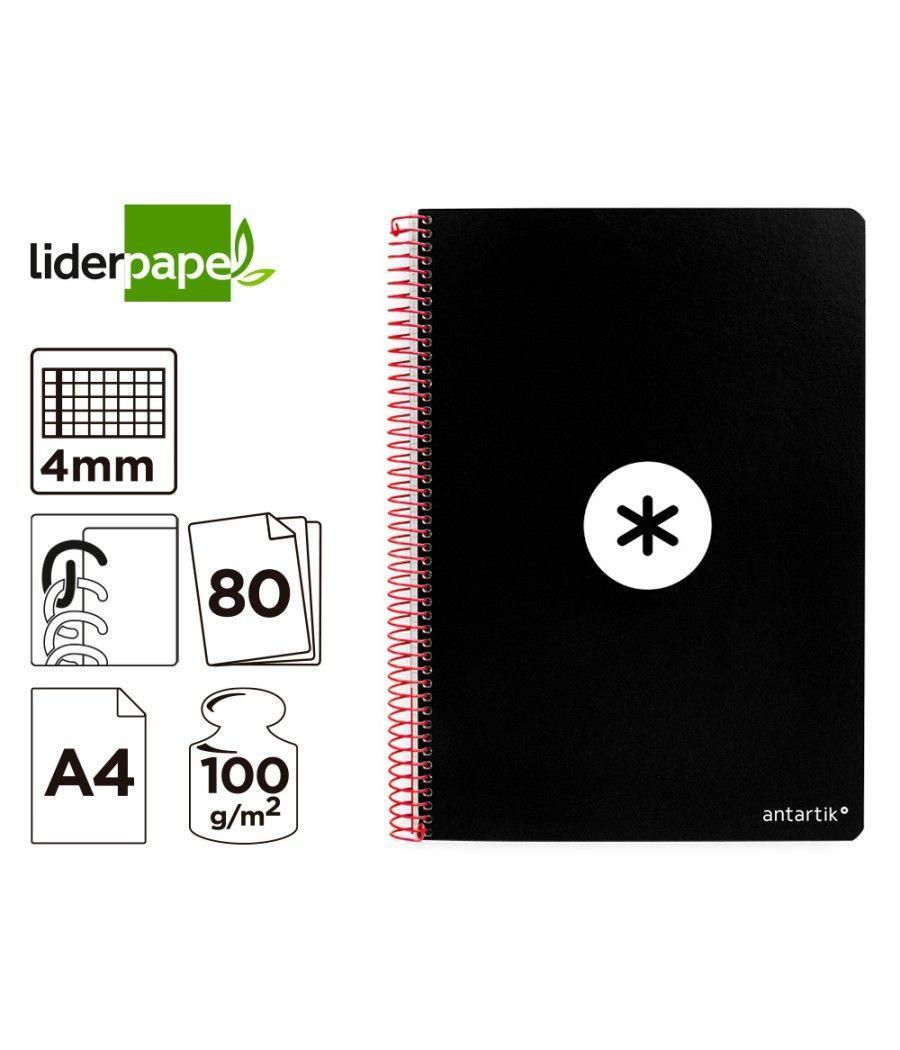 Cuaderno espiral liderpapel a4 antartik tapa dura 80h 100gr cuadro 4mm con margen color negro pack 3 unidades - Imagen 8