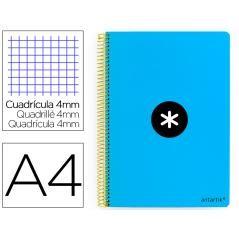 Cuaderno espiral liderpapel a4 antartik tapa dura 80h 100gr cuadro 4mm con margen color azul pack 3 unidades - Imagen 1