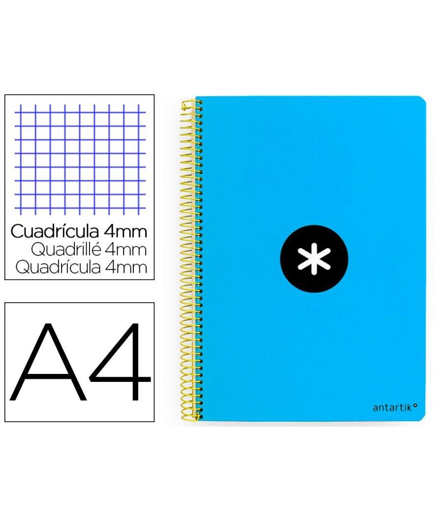 Cuaderno espiral liderpapel a4 antartik tapa dura 80h 100gr cuadro 4mm con margen color azul pack 3 unidades - Imagen 1