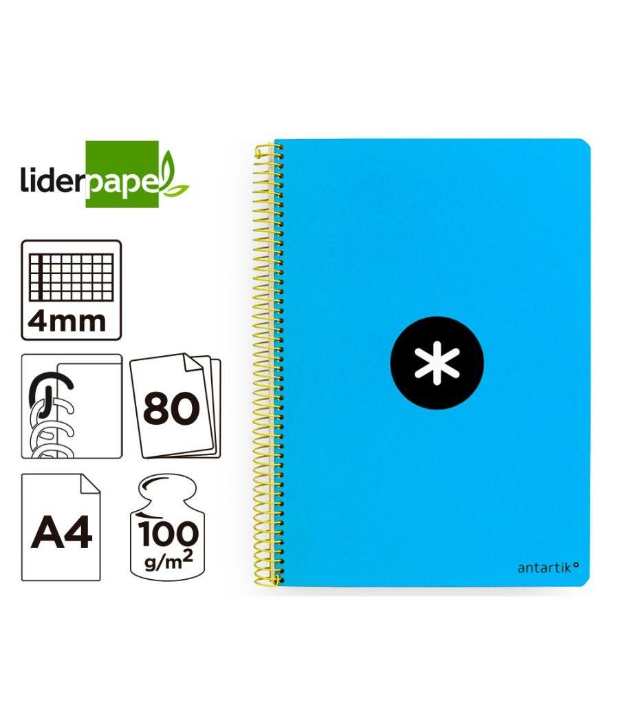 Cuaderno espiral liderpapel a4 antartik tapa dura 80h 100gr cuadro 4mm con margen color azul pack 3 unidades - Imagen 8