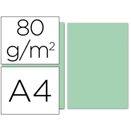 Papel color liderpapel a4 80g/m2 verde paquete de 100 - Imagen 1