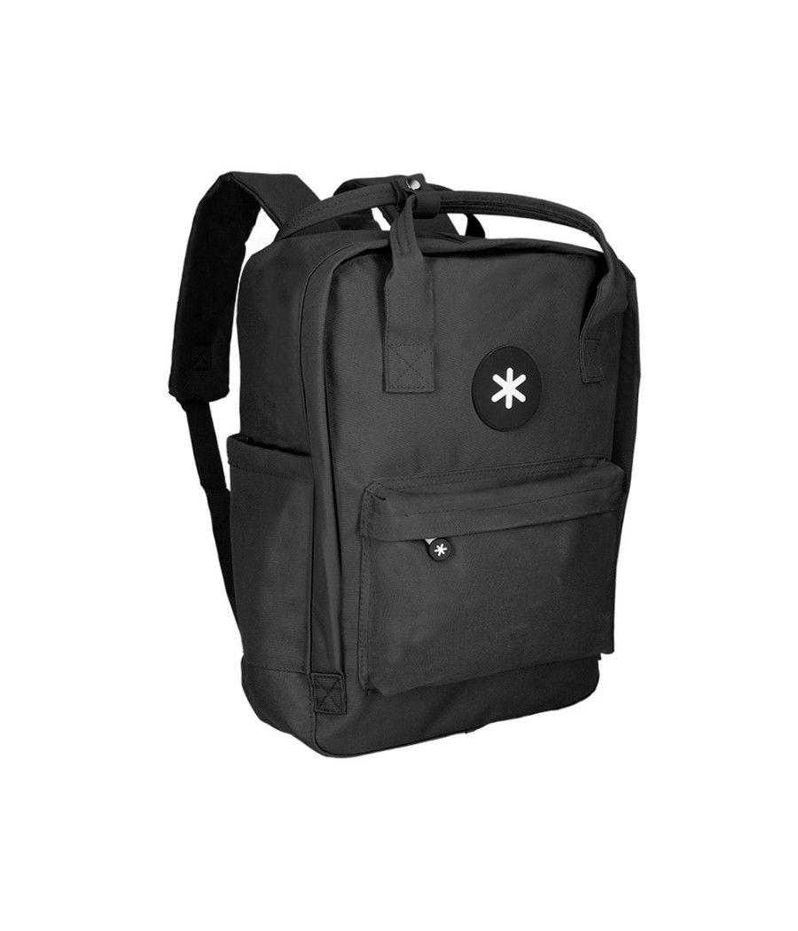 Cartera antartik mochila 2 asas y bolsillos exteriores negro 300x115x390 mm - Imagen 6