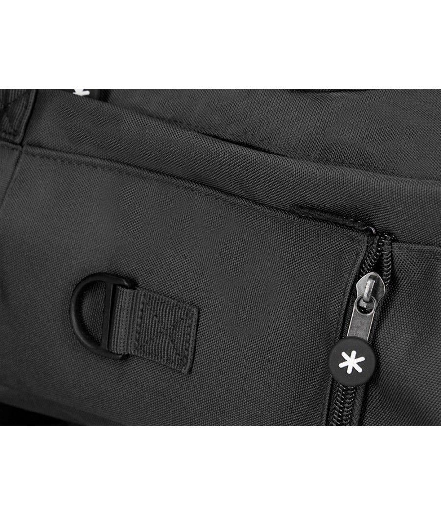 Cartera antartik mochila 2 asas y bolsillos exteriores negro 300x115x390 mm - Imagen 9