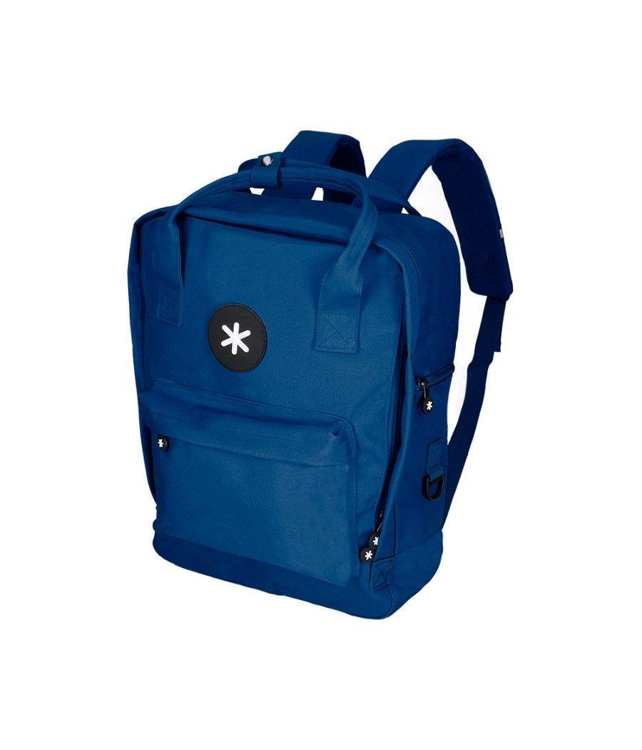 Cartera antartik mochila 2 asas y bolsillos exteriores azul 300x115x390 mm - Imagen 7