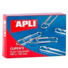 Apli clips plateados nº 3 - 40mm caja de 100 -10 cajas-