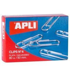 APLI CLIPS PLATEADOS Nº 4 - 50MM CAJA DE 80 -10 CAJAS- - Imagen 1