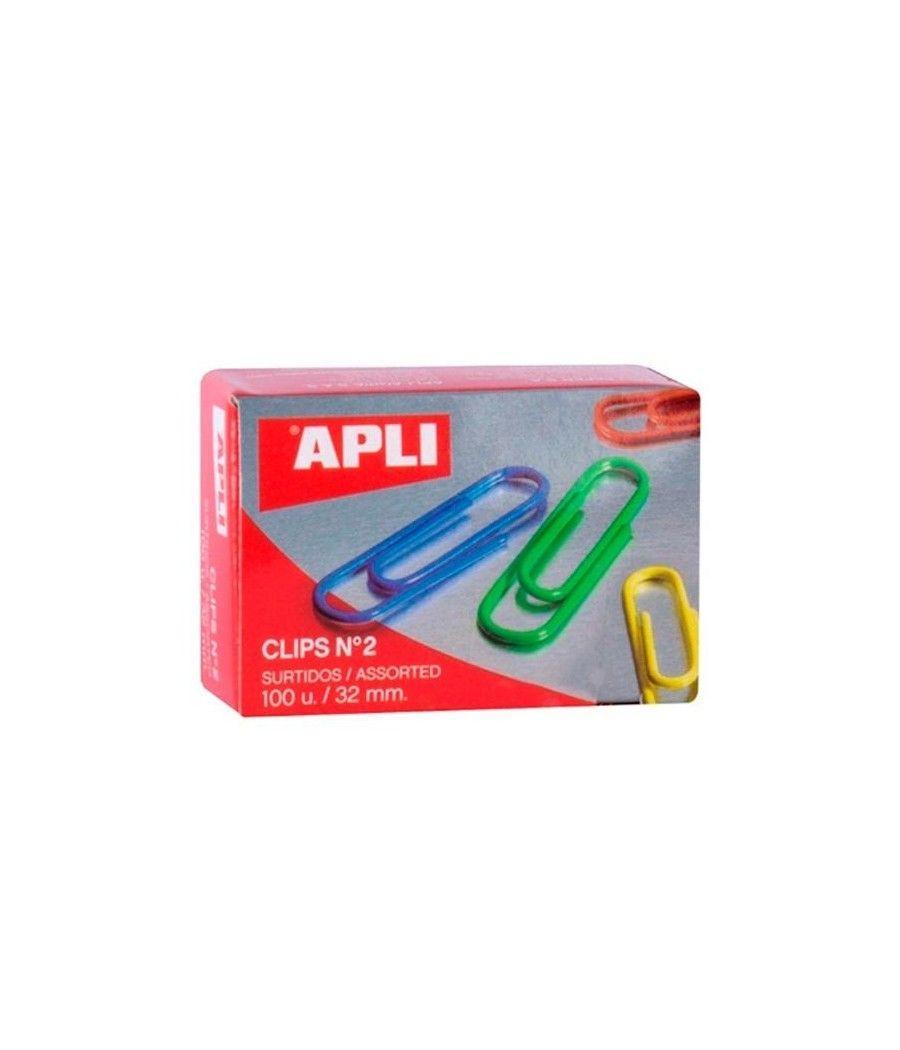 APLI CLIPS COLORES Nº 2 - 32MM CAJA DE 100 -10 CAJAS- - Imagen 1