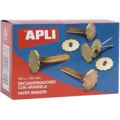Apli encuadernadores metálicos con arandela dorados 40mm - 100ud-